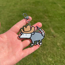 Load image into Gallery viewer, Reversible Cowboy Possum Keychain