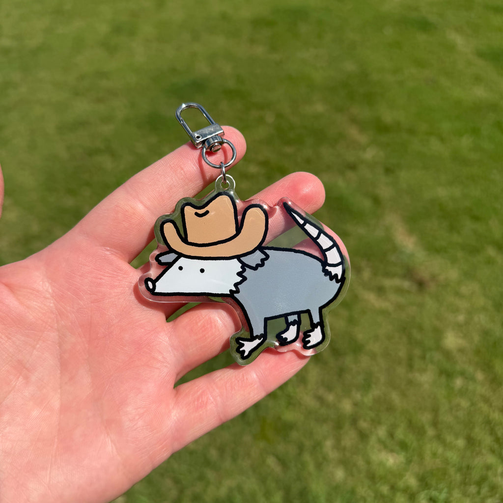 Reversible Cowboy Possum Keychain