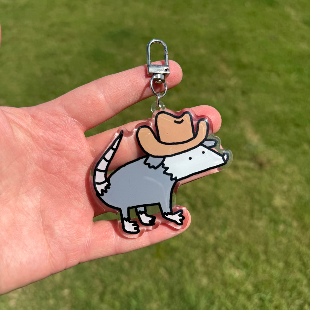 Reversible Cowboy Possum Keychain